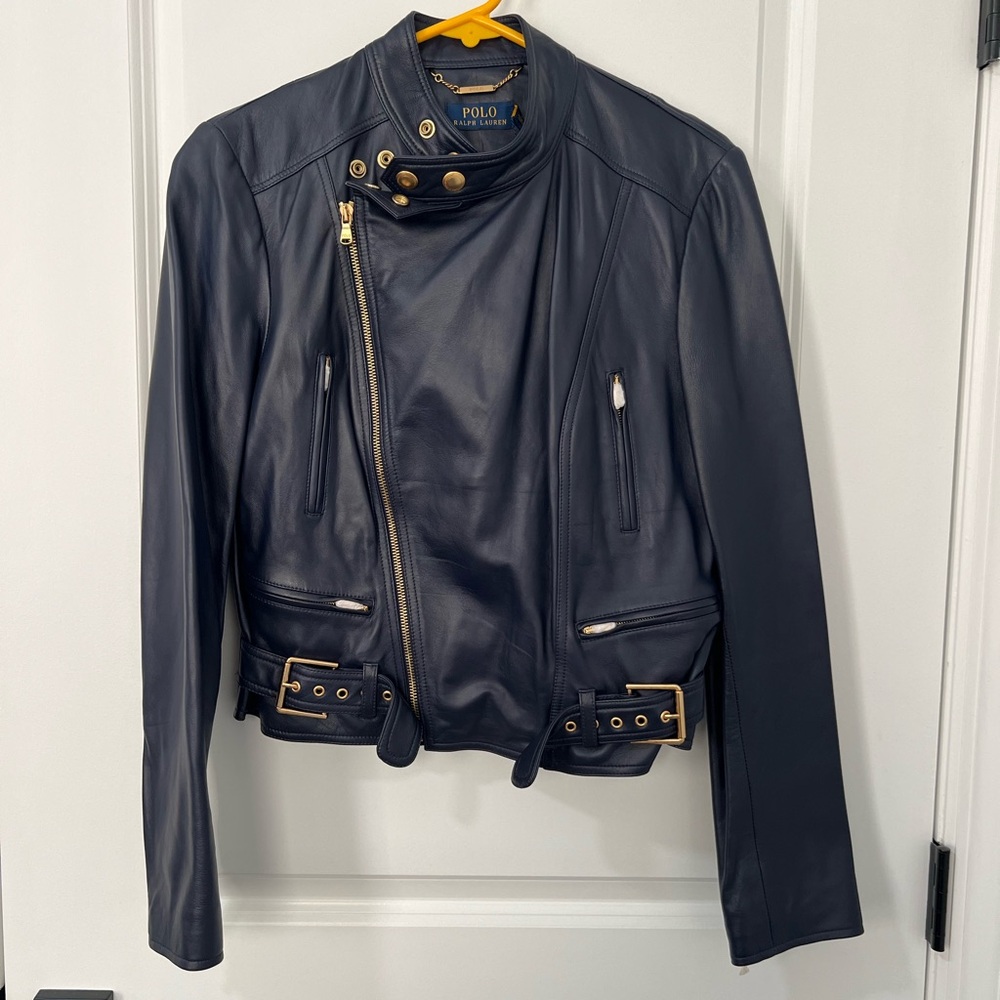 Polo by Ralph Lauren Women's Navy Leather Jacket